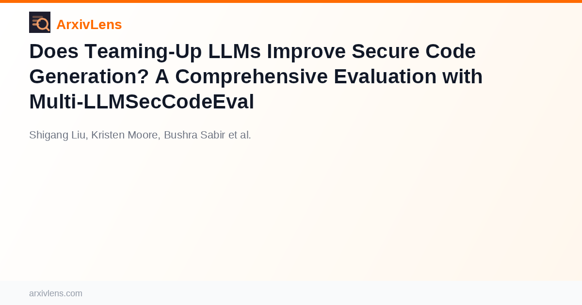 Does Teaming-Up LLMs Improve Secure Code Generation? A Comprehensive ...