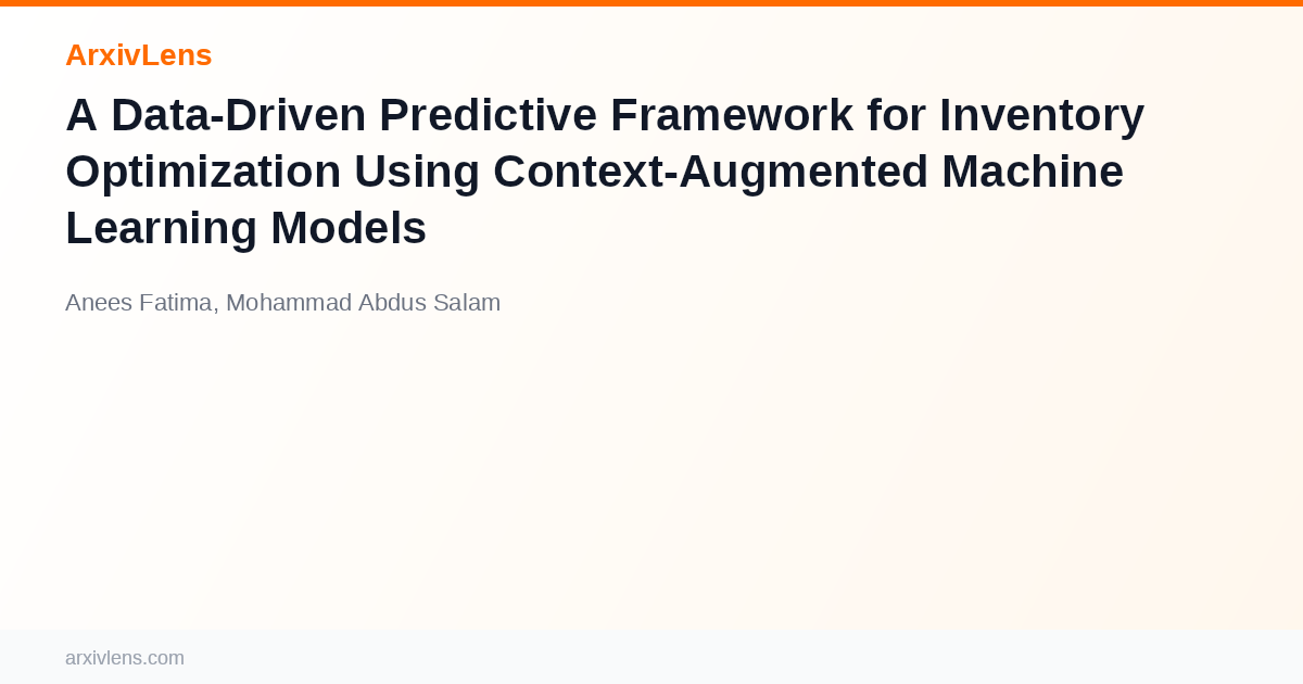 A Data-Driven Predictive Framework for Inventory Optimization Using ...