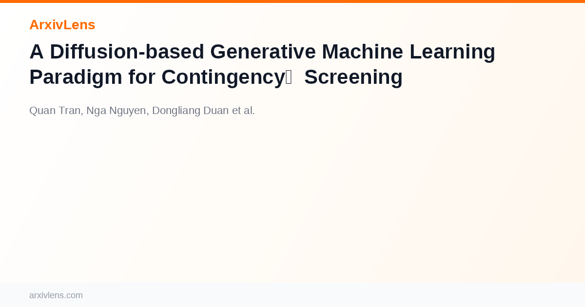 A Diffusion-based Generative Machine Learning Paradigm for Contingency ...