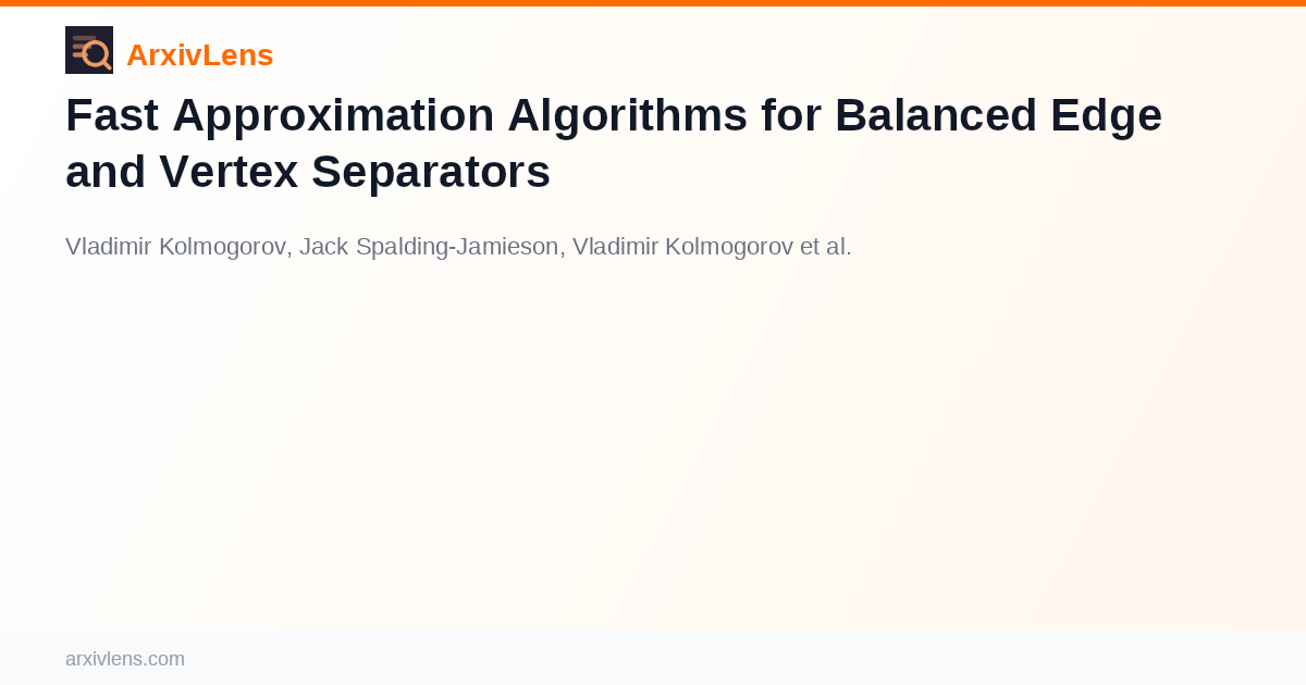 A Fast Approximation Algorithm for the Minimum Balanced Vertex ...