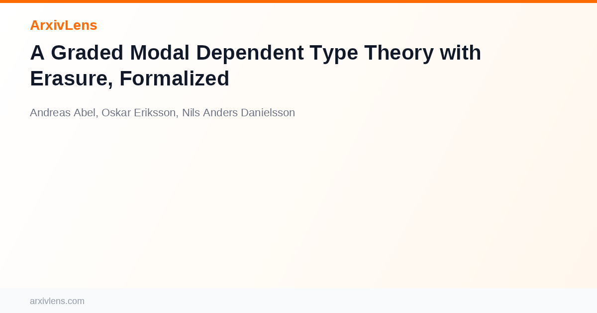 Dependent Type A Graded Modal Dependent Type Theory with Erasure, Formalized - AI ...