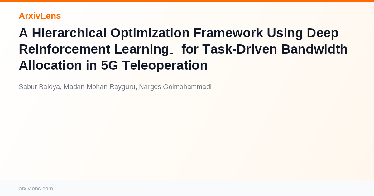 A Hierarchical Optimization Framework Using Deep Reinforcement Learning ...