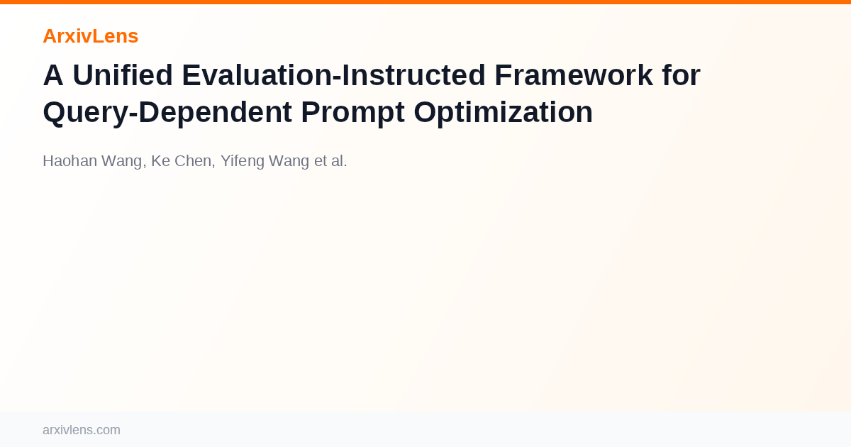 A Unified Evaluation-Instructed Framework for Query-Dependent Prompt ...