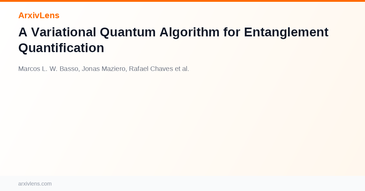 A Variational Quantum Algorithm for Entanglement Quantification - AI ...