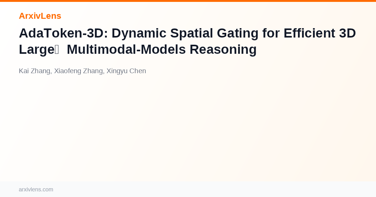 AdaToken-3D: Dynamic Spatial Gating for Efficient 3D Large ...