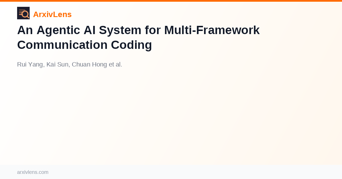 An Agentic AI System for Multi-Framework Communication Coding - AI ...