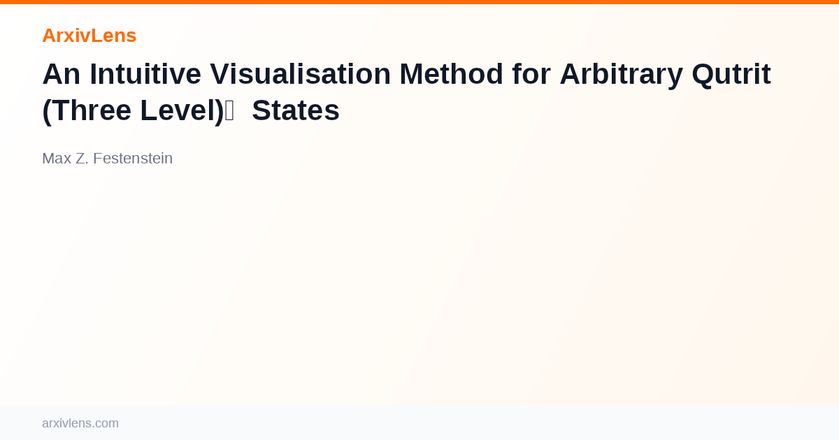 An Intuitive Visualisation Method for Arbitrary Qutrit (Three Level ...