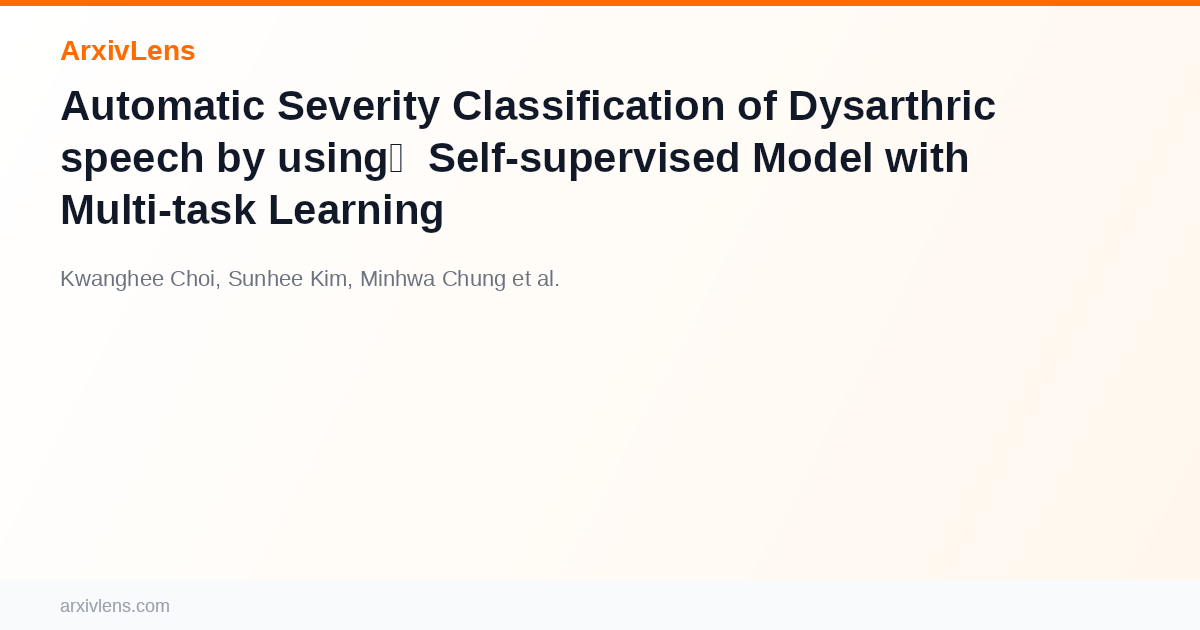 Automatic Severity Classification of Dysarthric speech by using Self ...