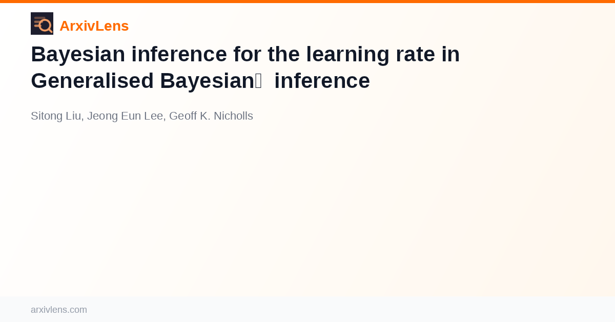 Bayesian inference for the learning rate in Generalised Bayesian ...