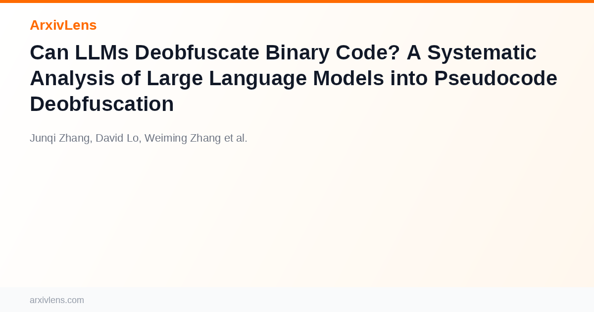 Can LLMs Deobfuscate Binary Code? A Systematic Analysis of Large ...
