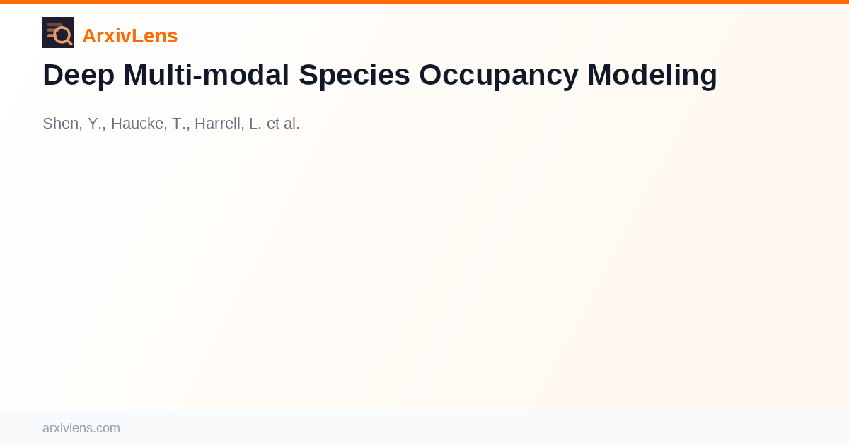 Deep Multi-modal Species Occupancy Modeling - AI Research Paper ...
