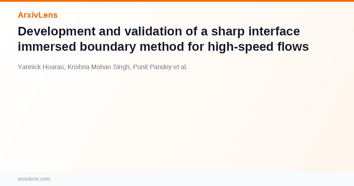 Development and validation of a sharp interface immersed boundary ...