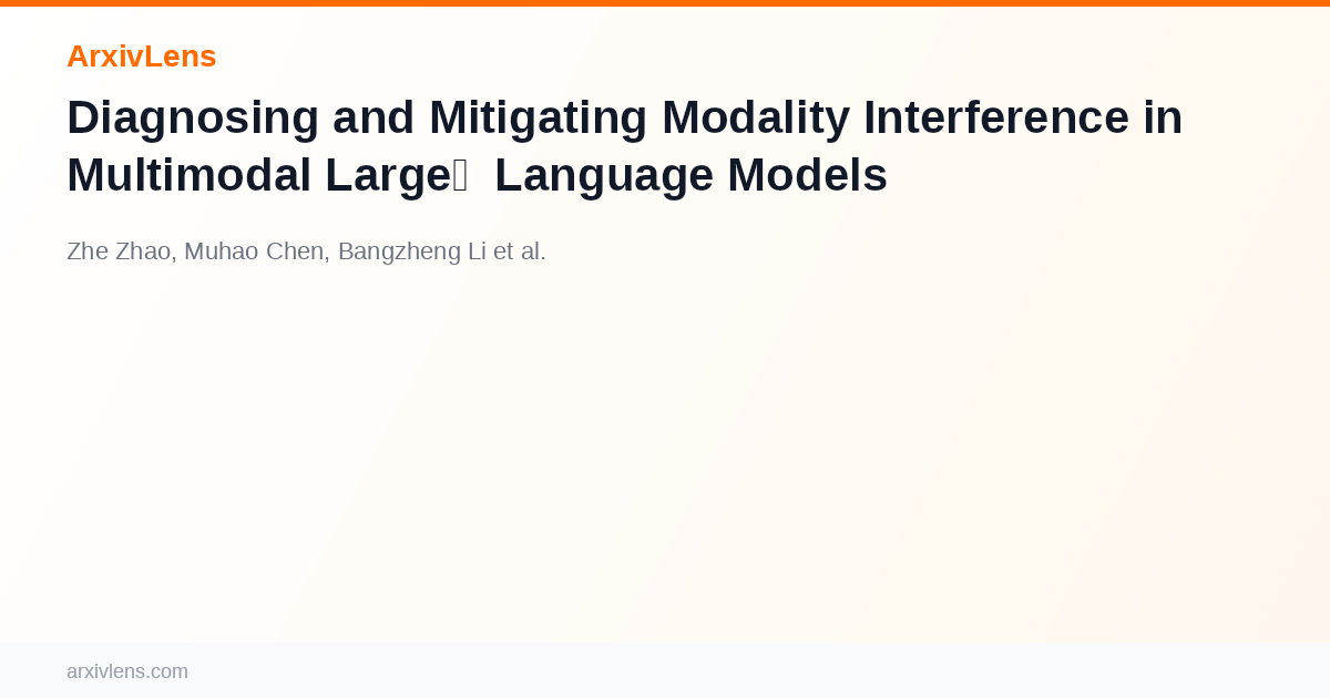 Diagnosing and Mitigating Modality Interference in Multimodal Large ...