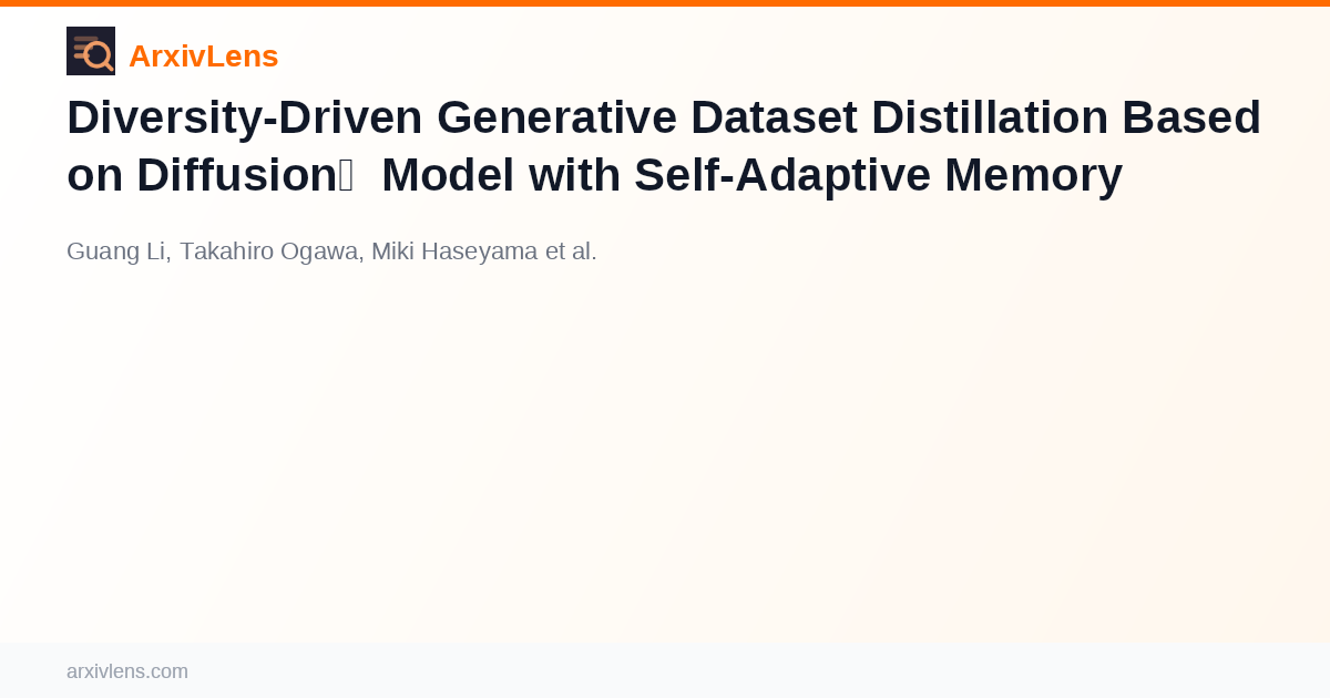 Diversity-Driven Generative Dataset Distillation Based on Diffusion ...