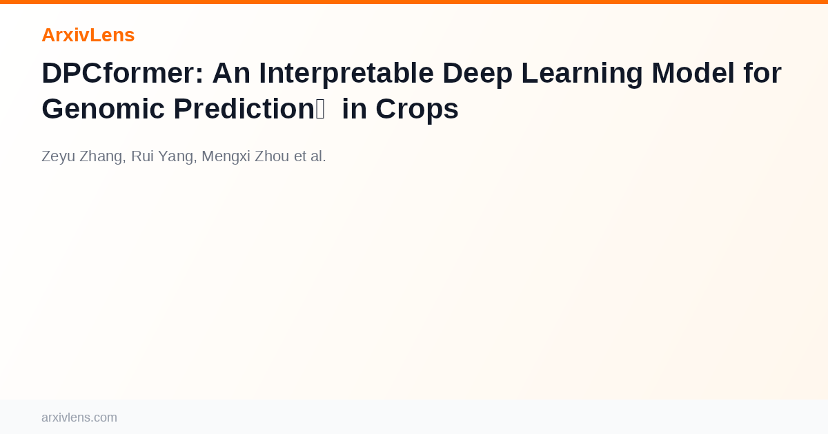 DPCformer: An Interpretable Deep Learning Model for Genomic Prediction ...