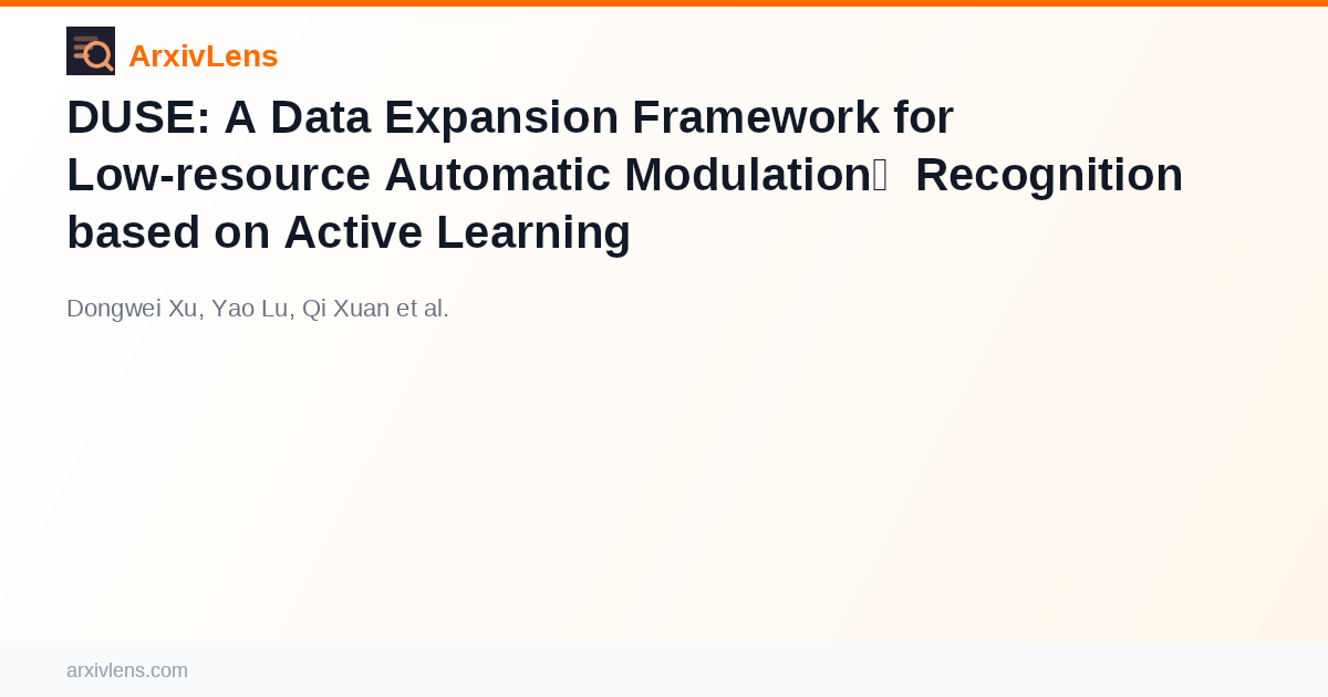 DUSE: A Data Expansion Framework for Low-resource Automatic Modulation ...