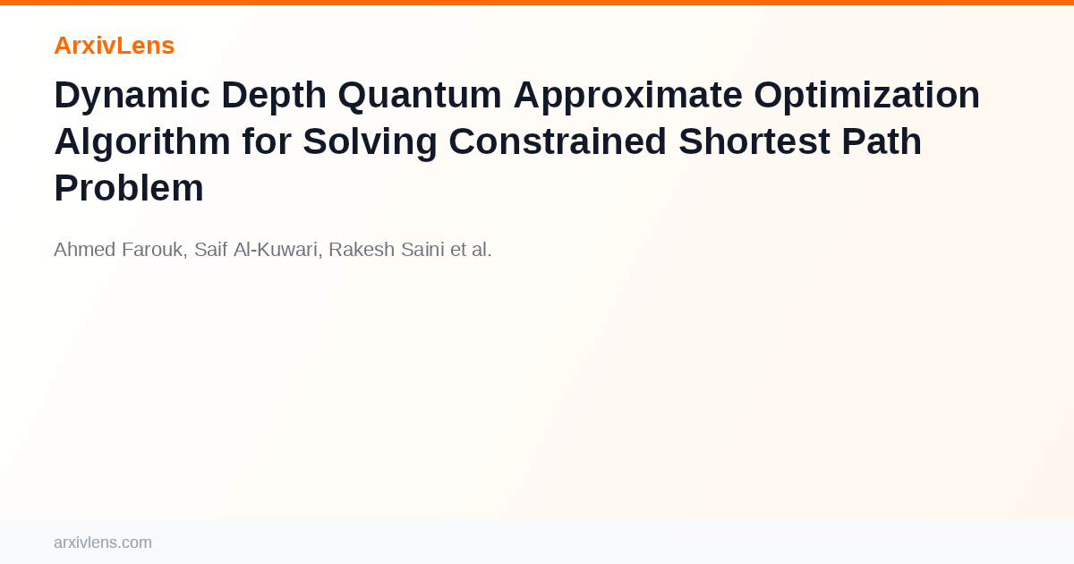 Dynamic Depth Quantum Approximate Optimization Algorithm for Solving ...