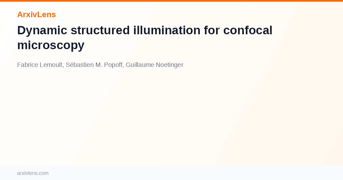 Dynamic structured illumination for confocal microscopy - AI Research ...