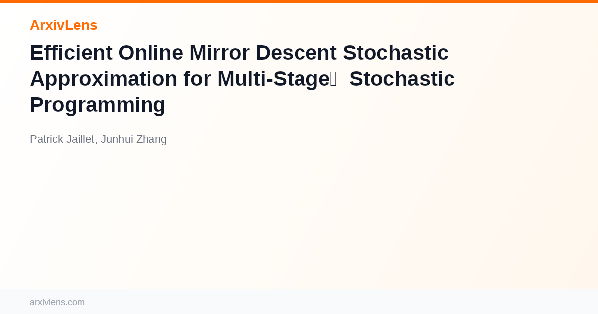 Efficient Online Mirror Descent Stochastic Approximation for Multi ...