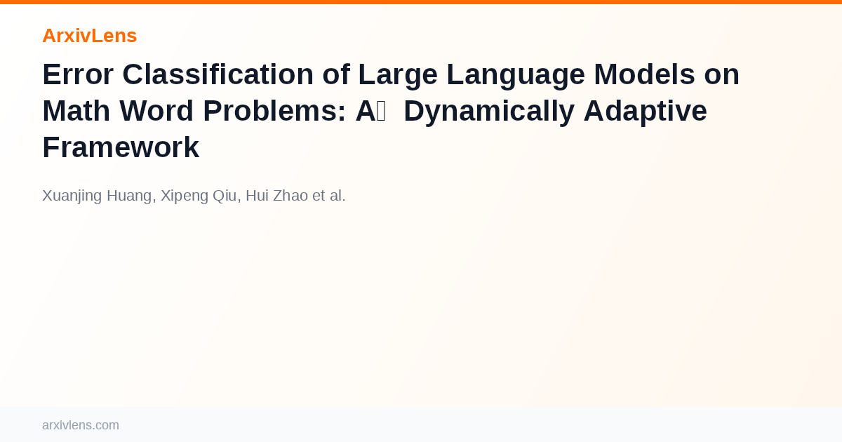 Error Classification of Large Language Models on Math Word Problems: A ...