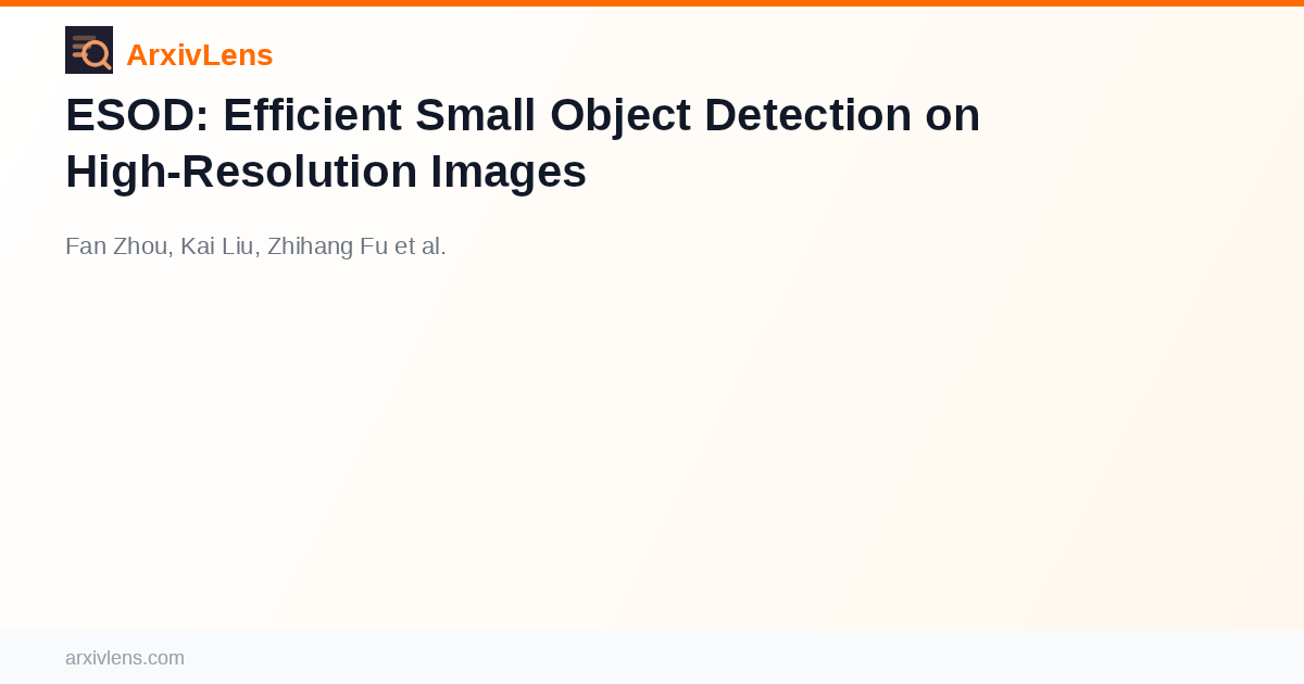 ESOD: Efficient Small Object Detection on High-Resolution Images - AI ...