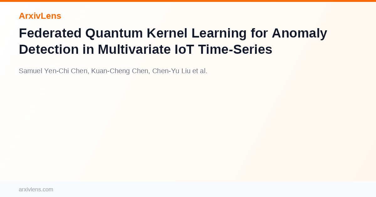 Federated Quantum Kernel Learning for Anomaly Detection in Multivariate ...