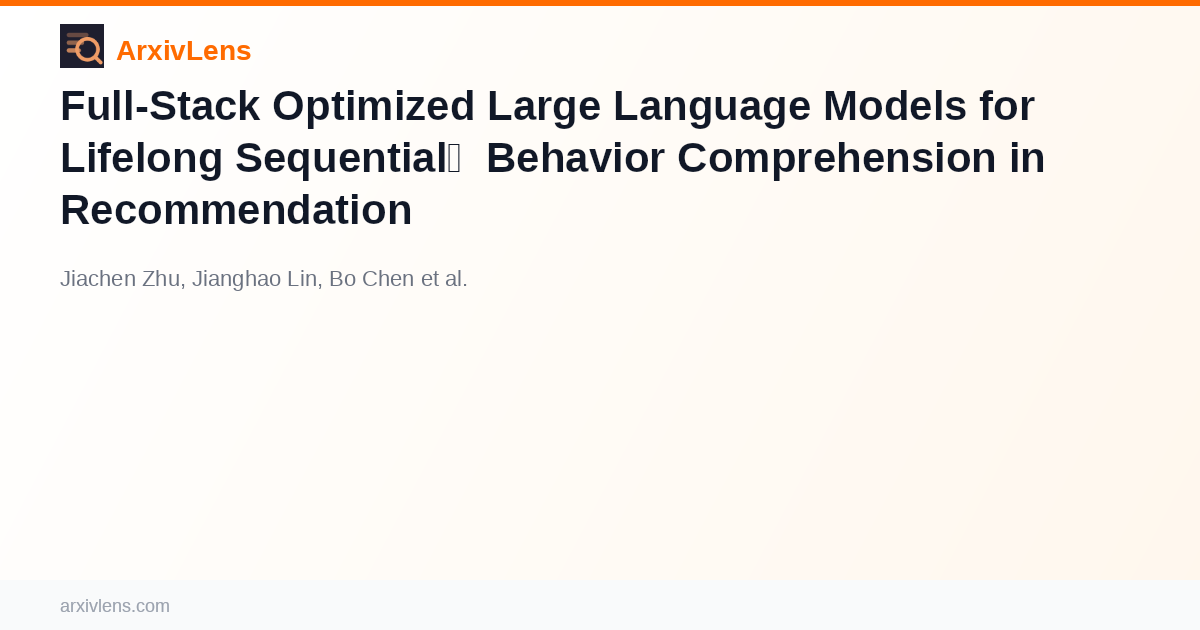 Full-Stack Optimized Large Language Models for Lifelong Sequential ...