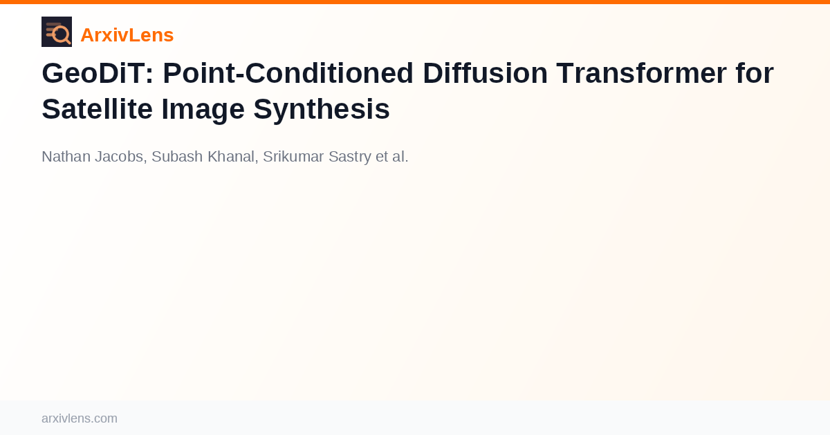 GeoDiT: Point-Conditioned Diffusion Transformer for Satellite Image ...