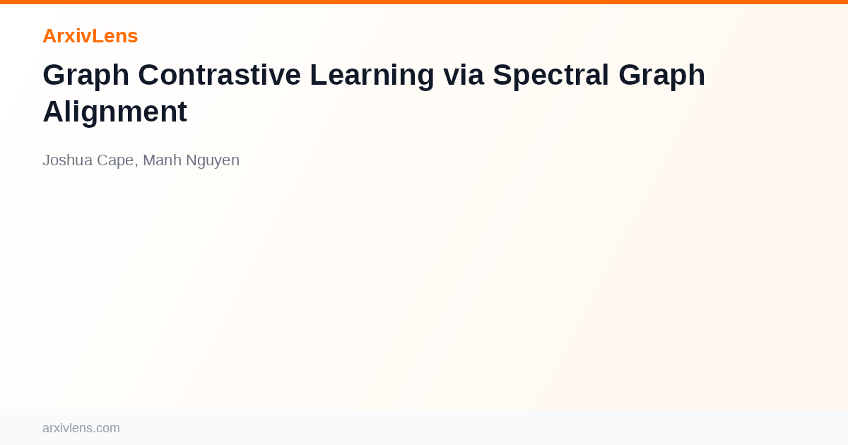 Graph Contrastive Learning via Spectral Graph Alignment - AI Research ...