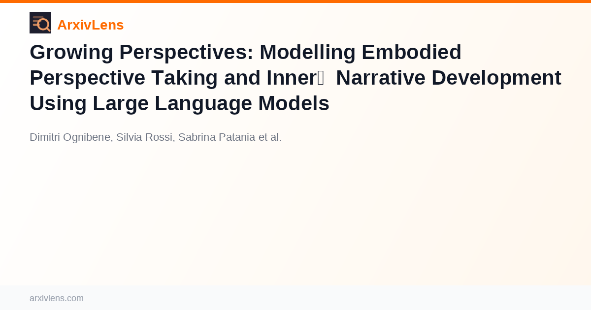 Growing Perspectives: Modelling Embodied Perspective Taking and Inner ...