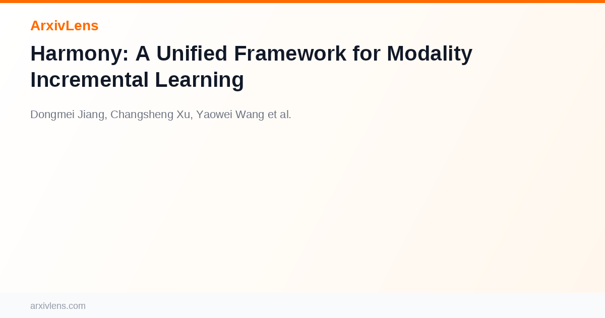 connector 0.5: a unified framework for graph... Harmony: A Unified Framework for Modality Incremental Learning - AI ...