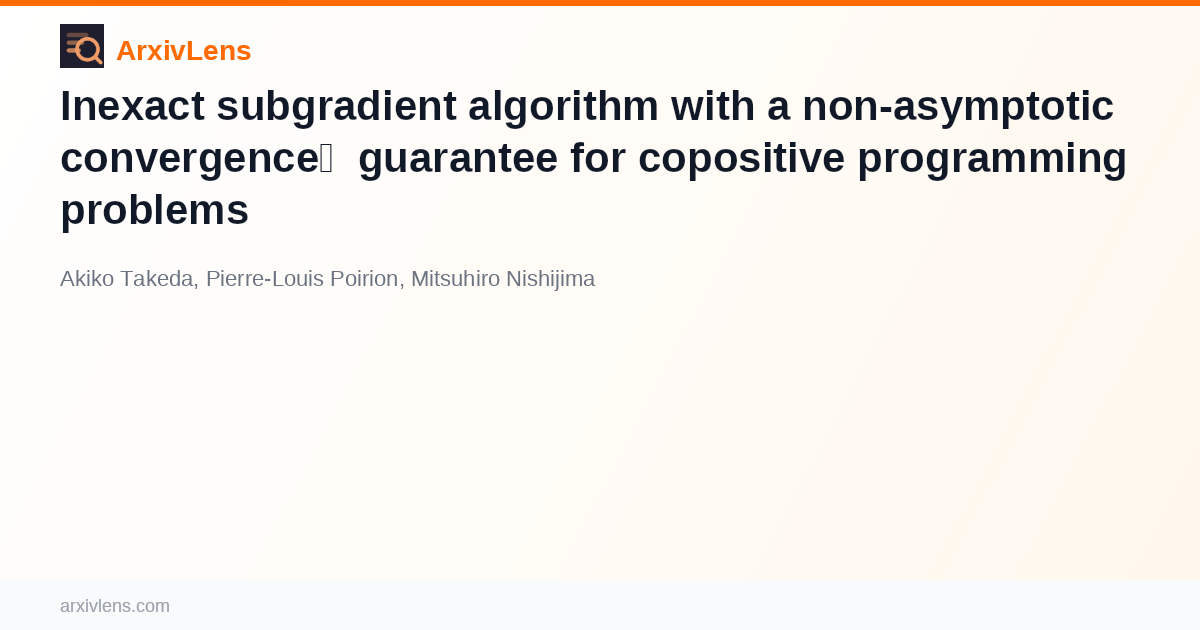 Inexact subgradient algorithm with a non-asymptotic convergence ...