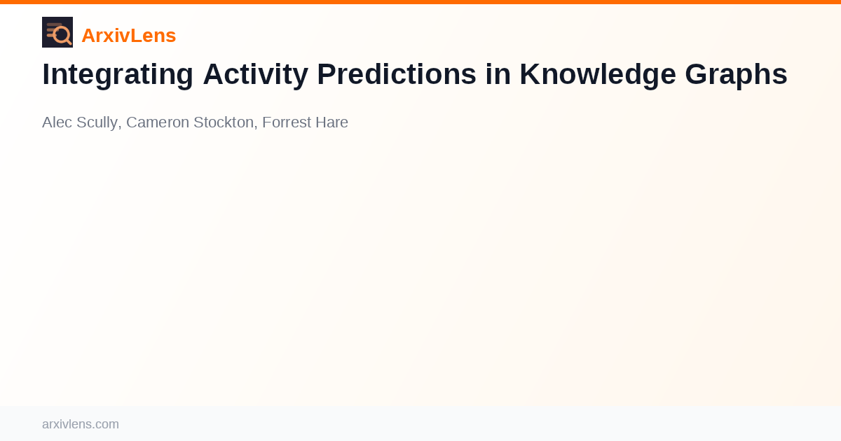 Integrating Activity Predictions in Knowledge Graphs - AI Research ...