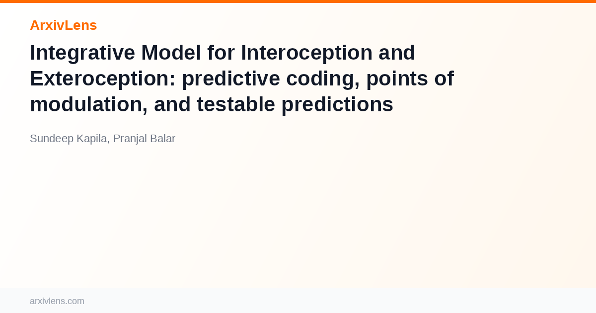 Integrative Model for Interoception and Exteroception: predictive ...