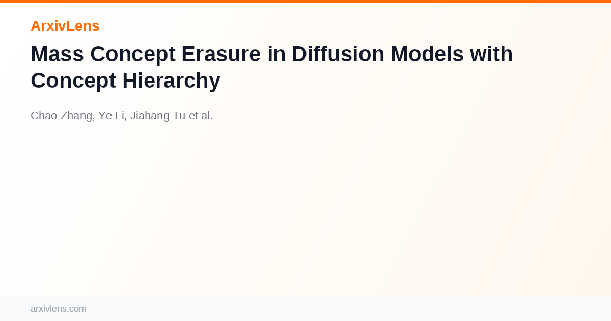 Mass Concept Erasure in Diffusion Models with Concept Hierarchy - AI ...