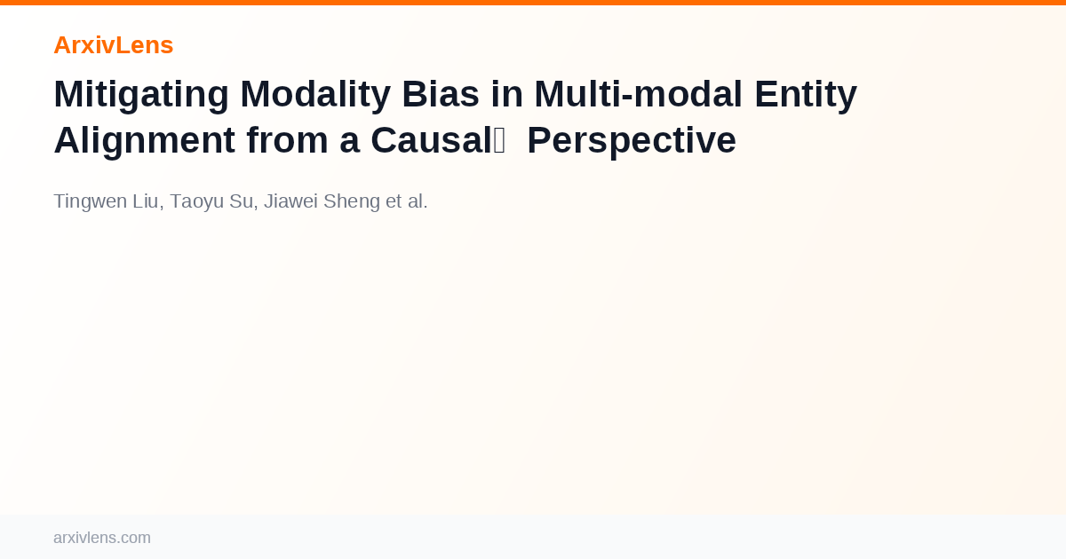Mitigating Modality Bias in Multi-modal Entity Alignment from a Causal ...