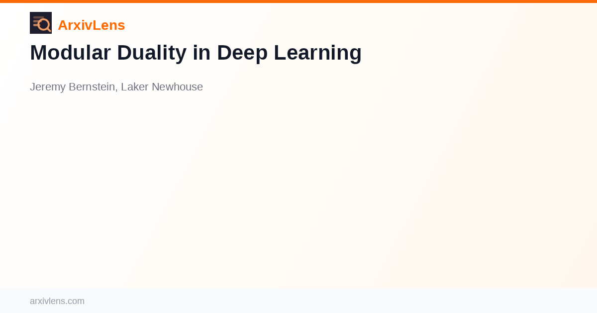Modular Duality in Deep Learning - AI Research Paper Analysis ...
