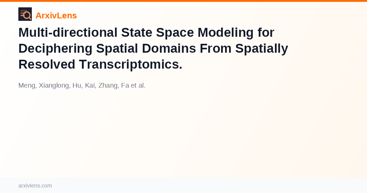 Walter Spatial Modelling Multi-directional State Space Modeling for Deciphering...