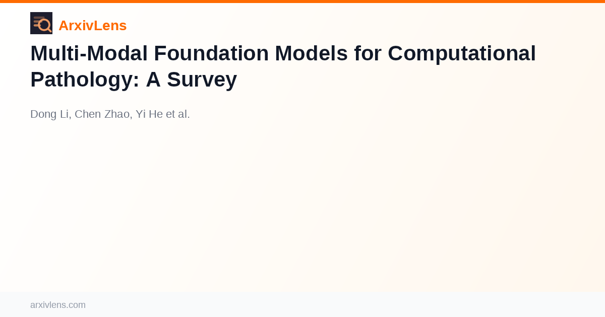 Multi-Modal Foundation Models for Computational Pathology: A Survey ...