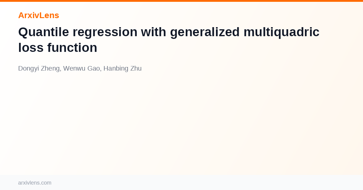 Quantile regression with generalized multiquadric loss function - AI ...