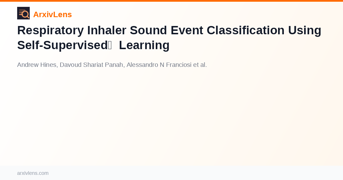 Respiratory Inhaler Sound Event Classification Using Self-Supervised ...