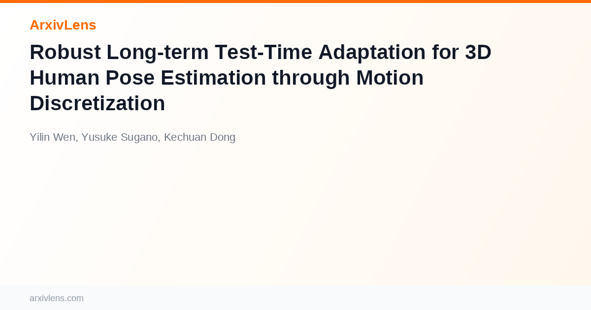 Robust Long-term Test-Time Adaptation for 3D Human Pose Estimation ...