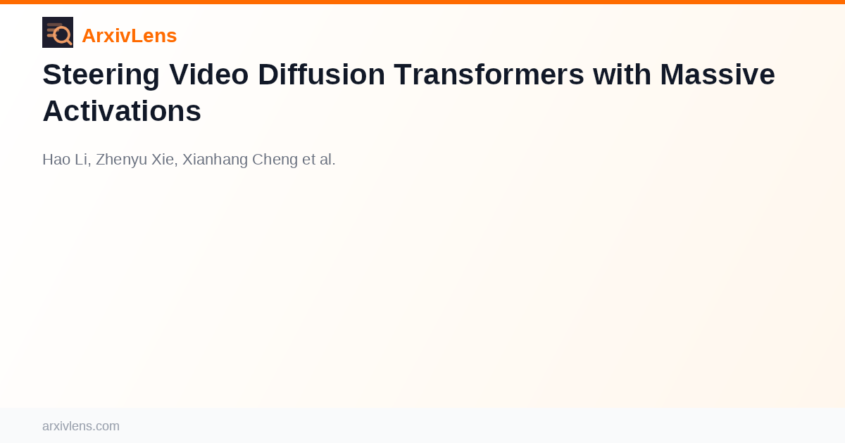 Steering Video Diffusion Transformers with Massive Activations - AI ...