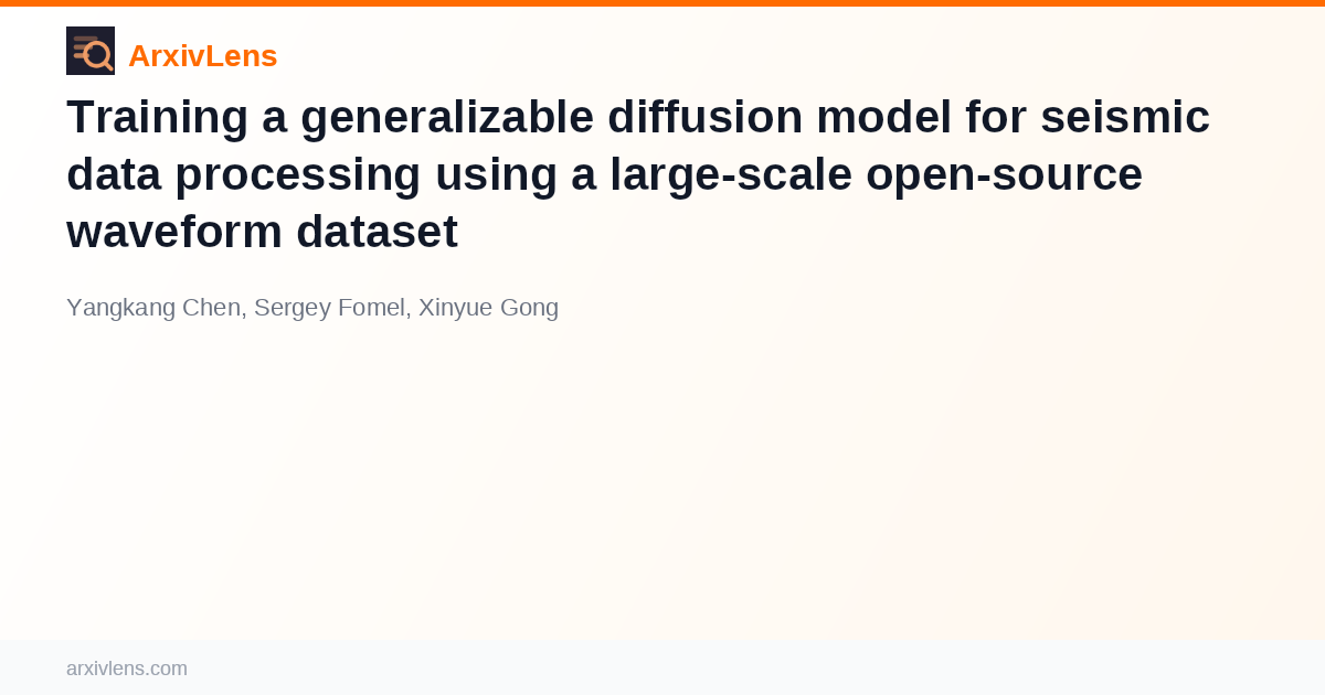 Training a generalizable diffusion model for seismic data processing ...