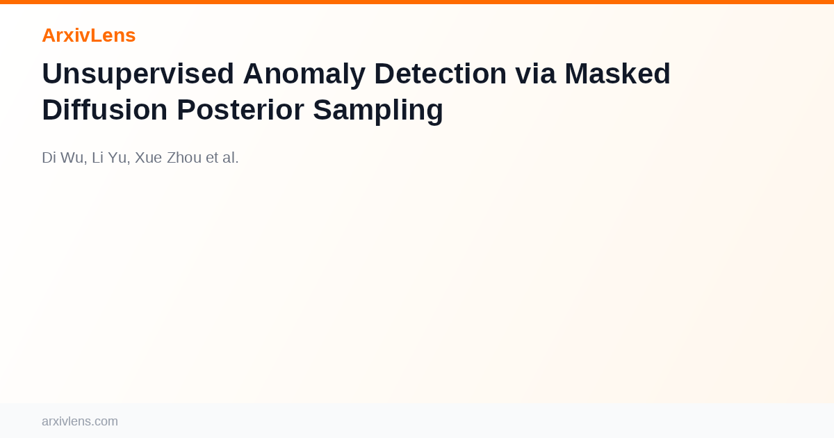 Unsupervised Anomaly Detection via Masked Diffusion Posterior Sampling ...