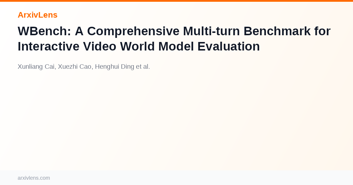 WBench: A Comprehensive Multi-turn Benchmark for Interactive Video ...